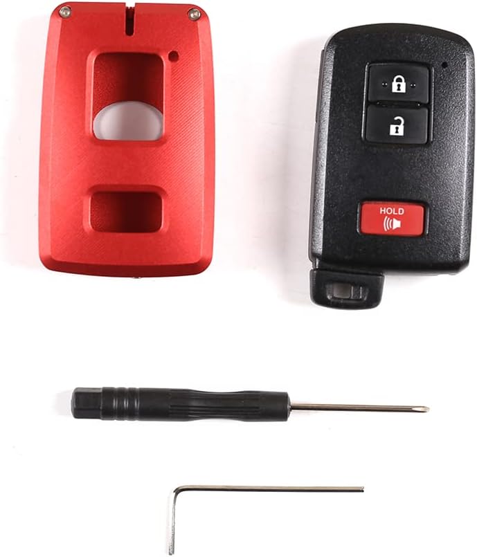 Key Fob Case Cover Compatible with Toyota Tacoma 2016-2022, Key Fob Case Cover, 3 Buttons Key Fob Case Key Case Protector Keyless Entry Holder Pouch (red)