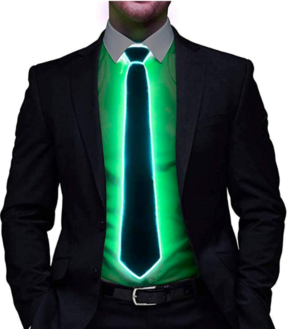 HULA Corbata LED con Tirantes Resplandor Neon para Fiesta (Verde)