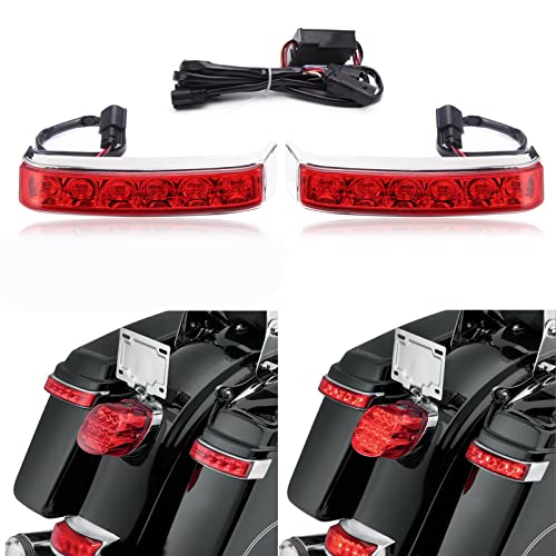 JMTBNO LED Motorcycle Saddlebag Brake Light Tail Light Running Lights Compatible with Harley Touring Electra Glide FLHTCU FLHTCUL FLHTK FLHTKL FLTRU FLHTKSE FLTRUSE (Chrome-Red) miniatura 1