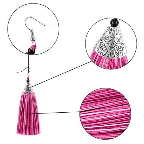 Duufin 32 Pairs Tassel Earrings Colorful Bohemian Tassel Earring Long Layered Dangle Earrings Tassel Drop Hoop Fringe Tiered Earrings For Women Girls #TOP2