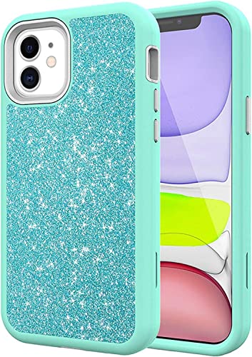 Funda iPhone 12 Pro Max antichoque con purpurina verde de silicona tpu 6.7 pulgadas