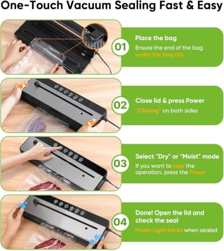 Image of Smart Saver Automatic Vacuum Sealer Machine for Food Storage | Dry & Moist Modes | External Vacuum System | One Touch Food Sealer with 10 Vacuum Bags | Kitchen Food Preservation & Sous Vide Compatible