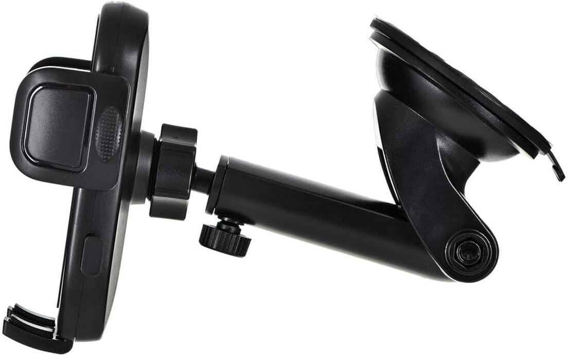 Trust Runo Car Phone Holder, Windshield Mount, Secure-fit, Quick Release Button, Rubberised Back Clamp, Rotatable Mount Compatible with iPhone, Samsung and Other 55-100 mm – Black