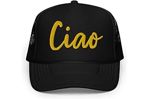 YL Ciao Curved Bill Embroidered Foam Trucker Hat: High Crown, Adjustable, For Women