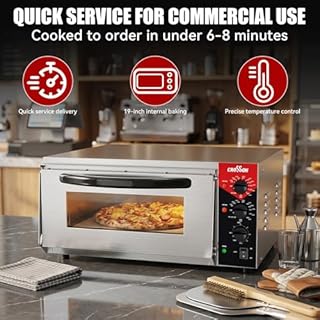 CROSSON Forno Elettrico per Pizza 50 * 50CM,Forno Pizza Elettrico Professionale in Acciaio Inox Temperatura fino a 350℃ con Pietra,Timer 30 min per Hotel,Ristoranti,3000W