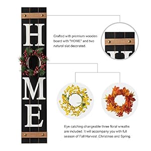Glitzhomewoodenwelcomehomeporchsignwithinterchangeablewreathsforfrontdoorverticalfarmhousestandinghomesignhangingwallsignforyearspringfallthanksgivingchristmas42hblack Urban Country Home Decor Glitzhome wooden welcome home porch sign with interchangeable wreaths for front door vertical farmhouse standing home sign hanging wall sign for year spring fall thanksgiving christmas 42h black urban country home decor
