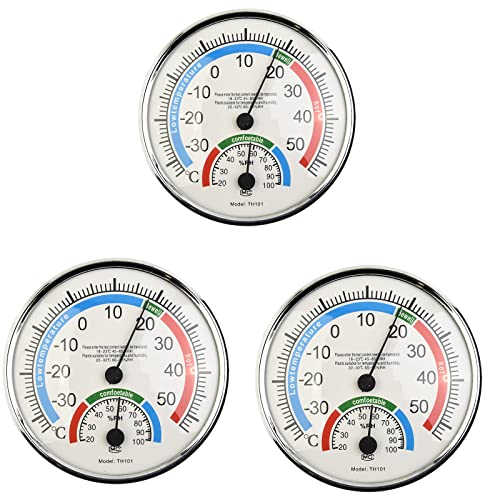 QOXEZY Lot de 3/6/9 thermomètres hygromètre 2 en 1 pour intérieur et extérieur, Appareil de Mesure de température et d'humidité sans Fil, hygromètre analogique pour intérieur Cover