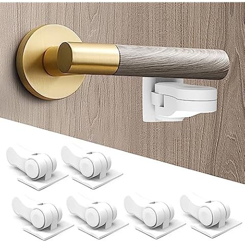 Door Lever Lock Child Proof (6-pack), Baby Proofing Door Handle Lock, Child Safety Door Lever Lock with 3M Adhesive, No Drilling Needed, Minimalist Design, Tool-Free Installation for Toddler Safety Cover