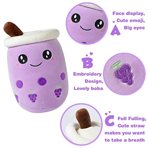 Ditucu ZZZ0611-GRAPEYUAN-24CM-FBA Cute Boba Tea Plush Stuffed Bubble Tea Plushie Cartoon Soft Grape Milk Tea Cup Fruit Pillow Home Hugging Gift thumb #5