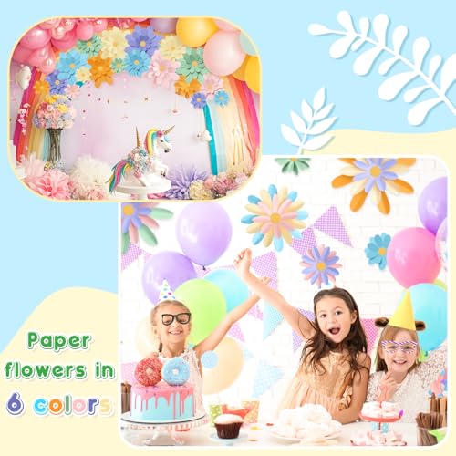 Image of MotiMind 18 Pcs Paper Flowers Bulletin Board Decorations DIY 3D Paper Floral for Wall Classroom Back to School Birthday Party Flower Backdrop Decoration Photo Backdrop(Pastel Color,6 inch 8 inch 10 inch)