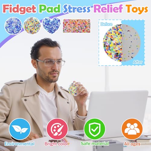 Cuackamily 4PCS Skin Picking Fidget Toys, Picky Pad Fidget Toy Set, Picky Party Pad Fidget Stress Anxiety Relief Reusable Sensorisches Spielzeug Zum Skin Pickin Dermatillomania für Erwachsene Kinder