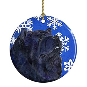 Caroline’s Treasures SS4639-CO1 Chow Chow Winter Snowflakes Vakantie Kerst Keramisch Ornament, Multi kleuren