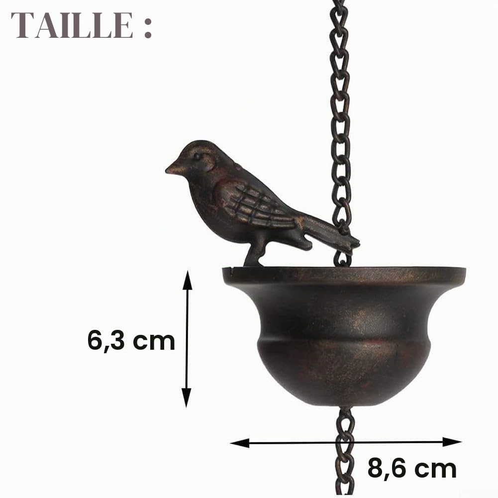 Chaîne d'eau de Pluie en,Chaîne de pluie en,Pluie pour Gouttières,Pluie pour Descentes Pluviales,Pluie en Métal Suspendue, Ornement Jardin Pluie