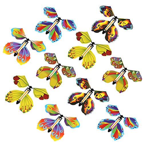 Tongyundacheng Magic Flying Butterfly, 10 piezas Magic Fairy Flying Butterfly Rubber Band Powered Wind Up Butterfly Toy para sorpresa regalo o fiesta de juegos en Navidad y Año Nuevo