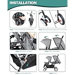 Double Stroller, Double Stroller for Infant Toddler, Foldable Double Baby Stroller with Tandem Seating and Adjustable Backrest - Extra Gift Toys/Mosquito Net/Sleeping Mats/ 2 Hooks/ 2 Pads (Grey) - Image 3