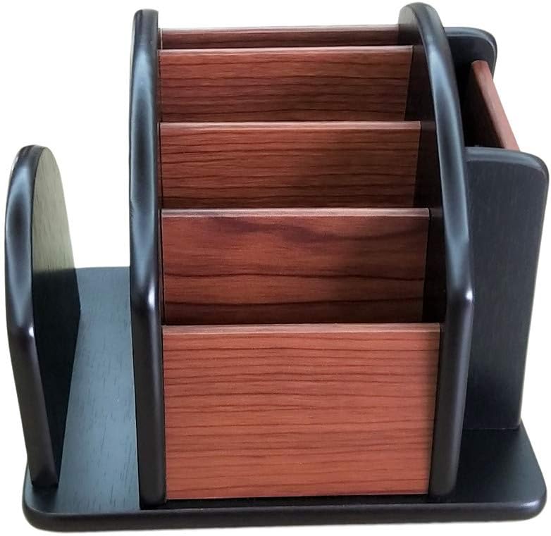 Revolving Remote control caddy,Wooden pen holder for desk office supplies stationery storage, Multi function home & office desktop organizer YCL875R