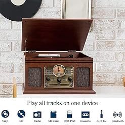 ZEDARO Tourne-Disque, Tourne-Disque, Centre de Musique rétro en Bois Hi-FI avec télécommande, Tourne-Disque, Lecteur CD… - Les Beatles, Paul McCartney, John Lennon, RIngo Starr, George Harrison ZEDARO Tourne-Disque, Tourne-Disque, Centre de Musique rétro en Bois Hi-FI avec télécommande, Tourne-Disque, Lecteur CD… – Image 2