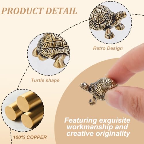 GOMAKERER 8 Stück Mini Schildkröte Kupfer Badescheiben Ornamente, Kleine Schildkröte Aus Messing Dekoration Bad Reinigungsscheiben Feng Shui Glücksbringer Geschenk Für Yoga Meditation Home Office