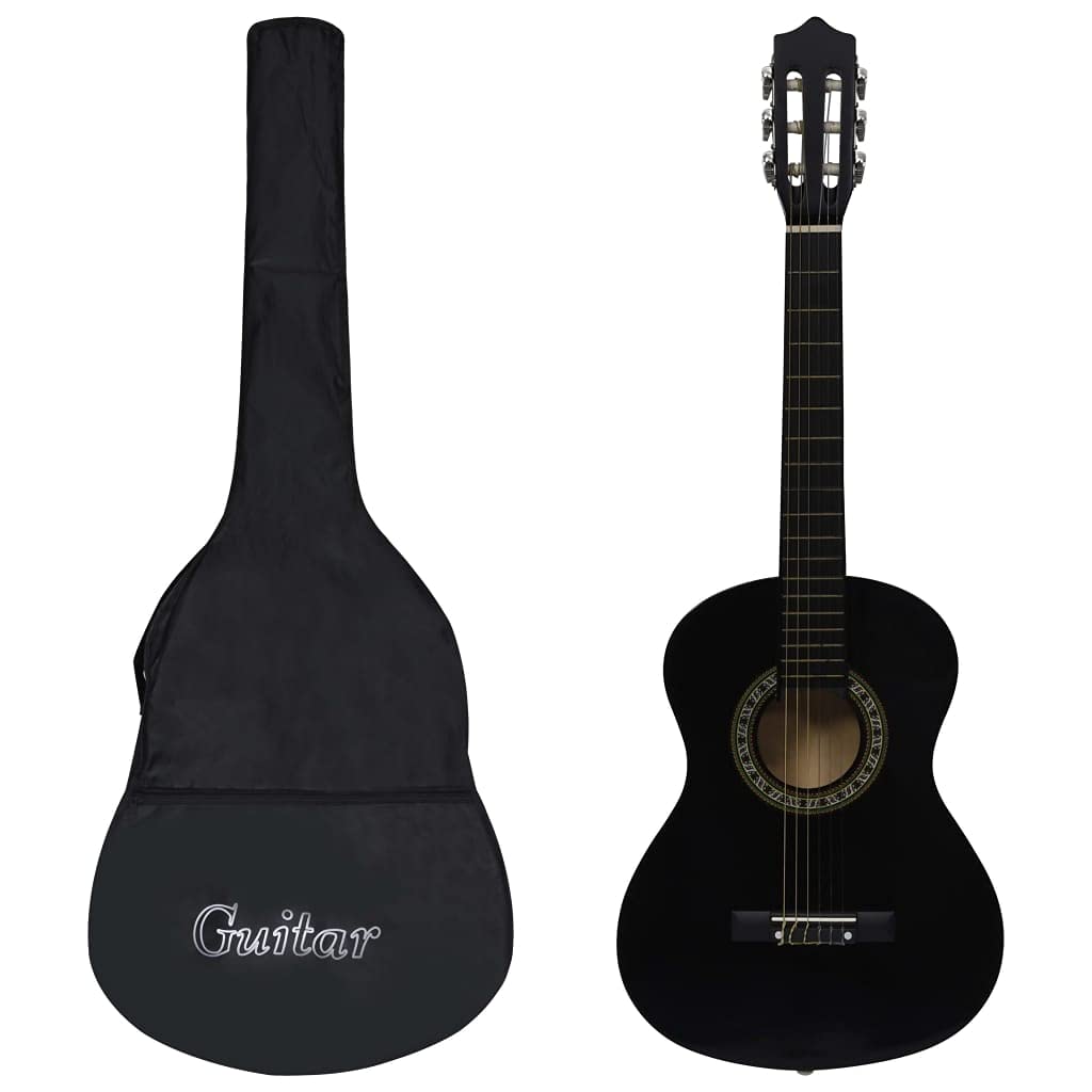 Genérico Guitarra clásica Principiante y niño con Funda Negro 1/2 34"