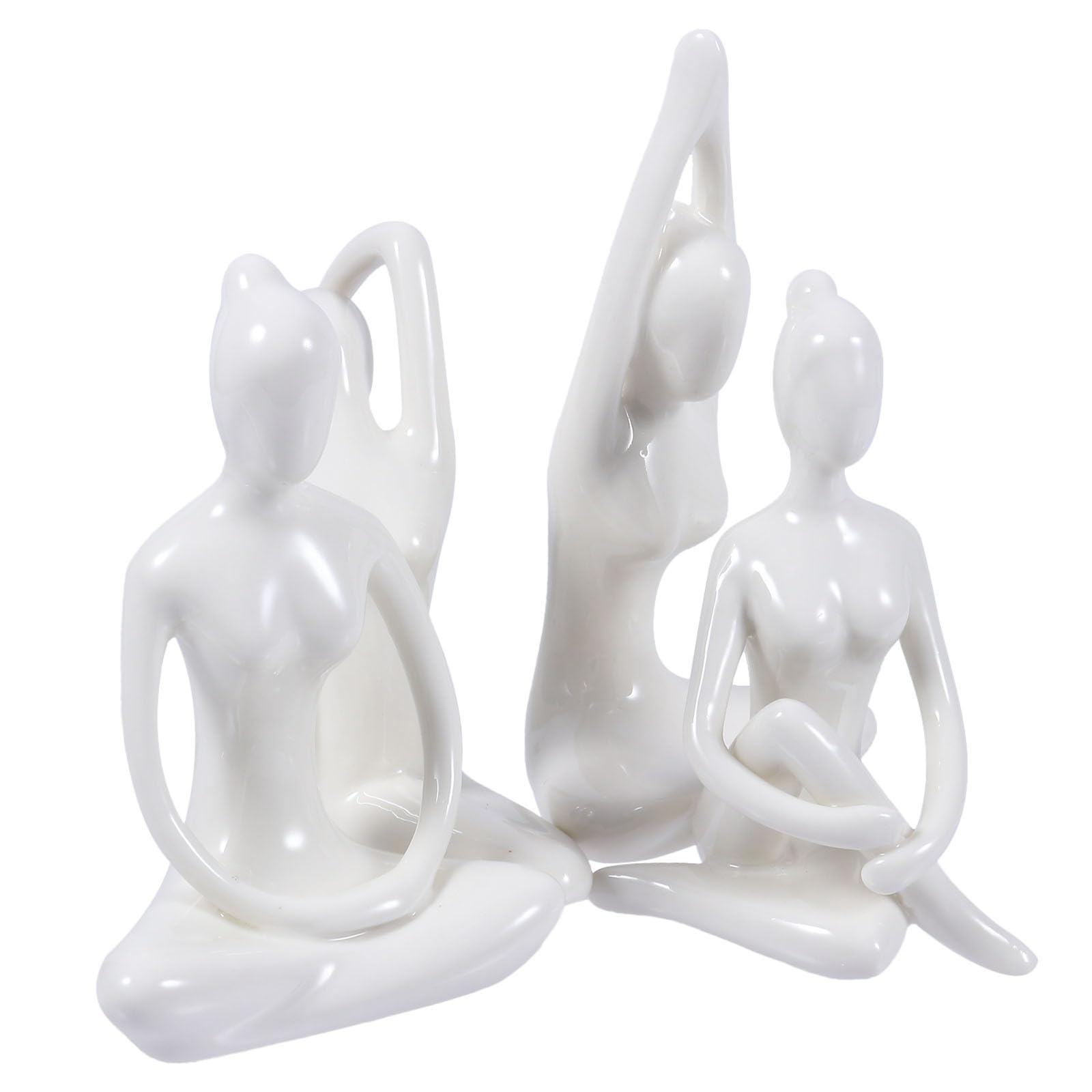 Statuettes de yoga SEWACC pour un salon zen, déco de table en céramique blanche pour bureau