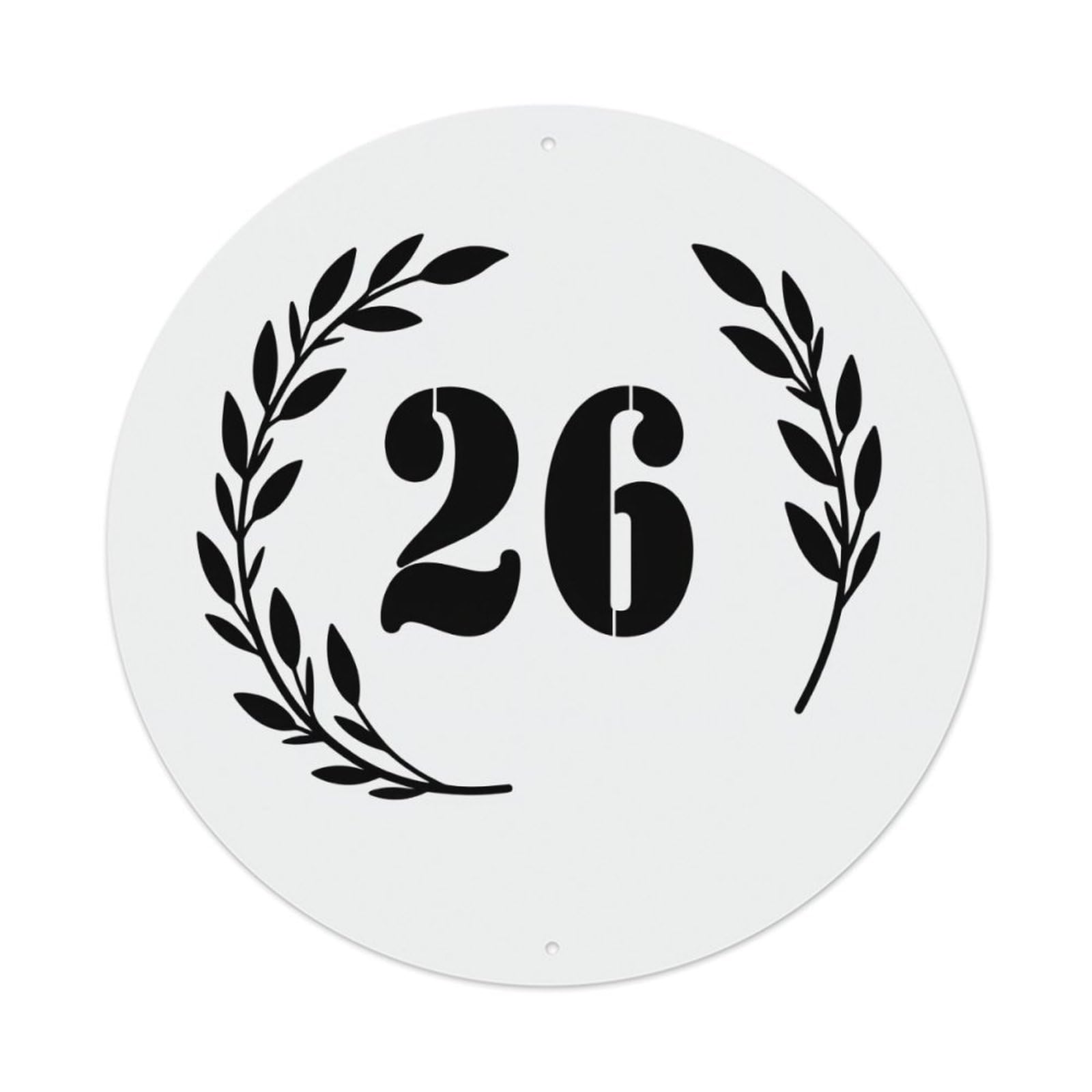 Number Twenty Six Laurel Wreath Metal Tin Sign Vintage Garden Bedroom Cafe Bar Man Cave Home Wall Decor Metal Poster 8x8 inches