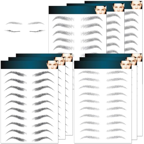 9 Sheets Eyebrows Tattoo Waterproof, 86 Pairs Eyebrow Tattoo Stickers Temporary Eyebrow Tattoos for Women & Girl, Fake Eyebrows Peel Off False 4D Hair-like Instant Transfer Brows