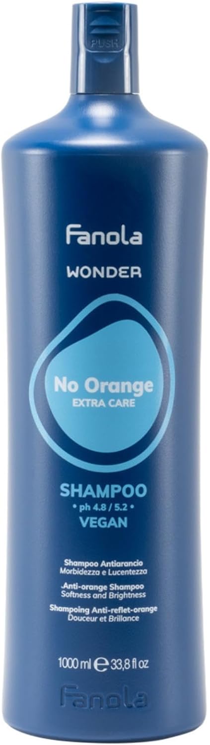 Fanola Wonder No Orange Shampoo, Neutralizing Orange Highlights Shampoo for Blonde and Light Brown Hair with Immediate Toning Action, SLSSLES Free and Vegan, 1000ml