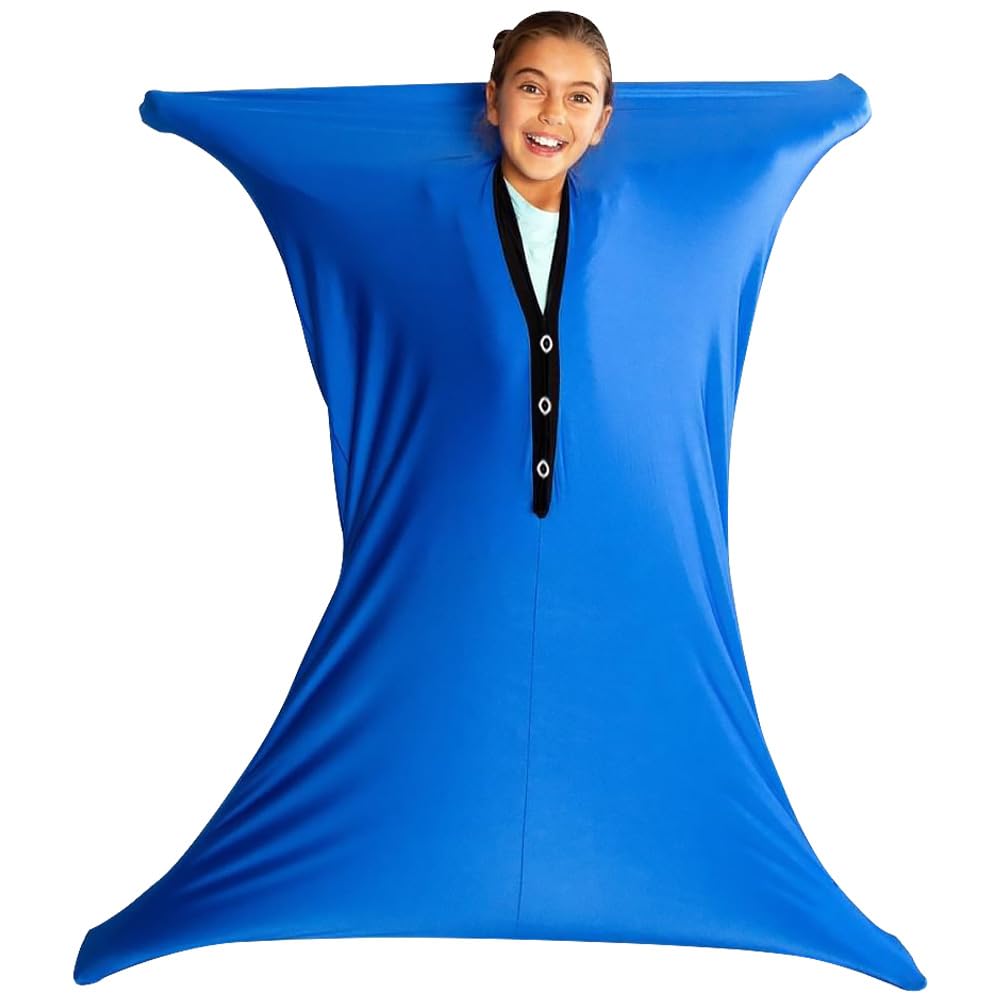 Vmxlso Body Sock Sensory Kids, 47" x 27" Sensory Body Sock Kids, sensory socks kids, Full-Body Wrap Stretchy body Sox Autism to Relieve Stress for Children, Blue