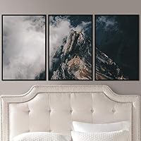 3 Piece Framed Canvas Wall Art Foggy Mountains Canvas Prints Home Artwork Decoration for Living Room,Bedroom - 16
