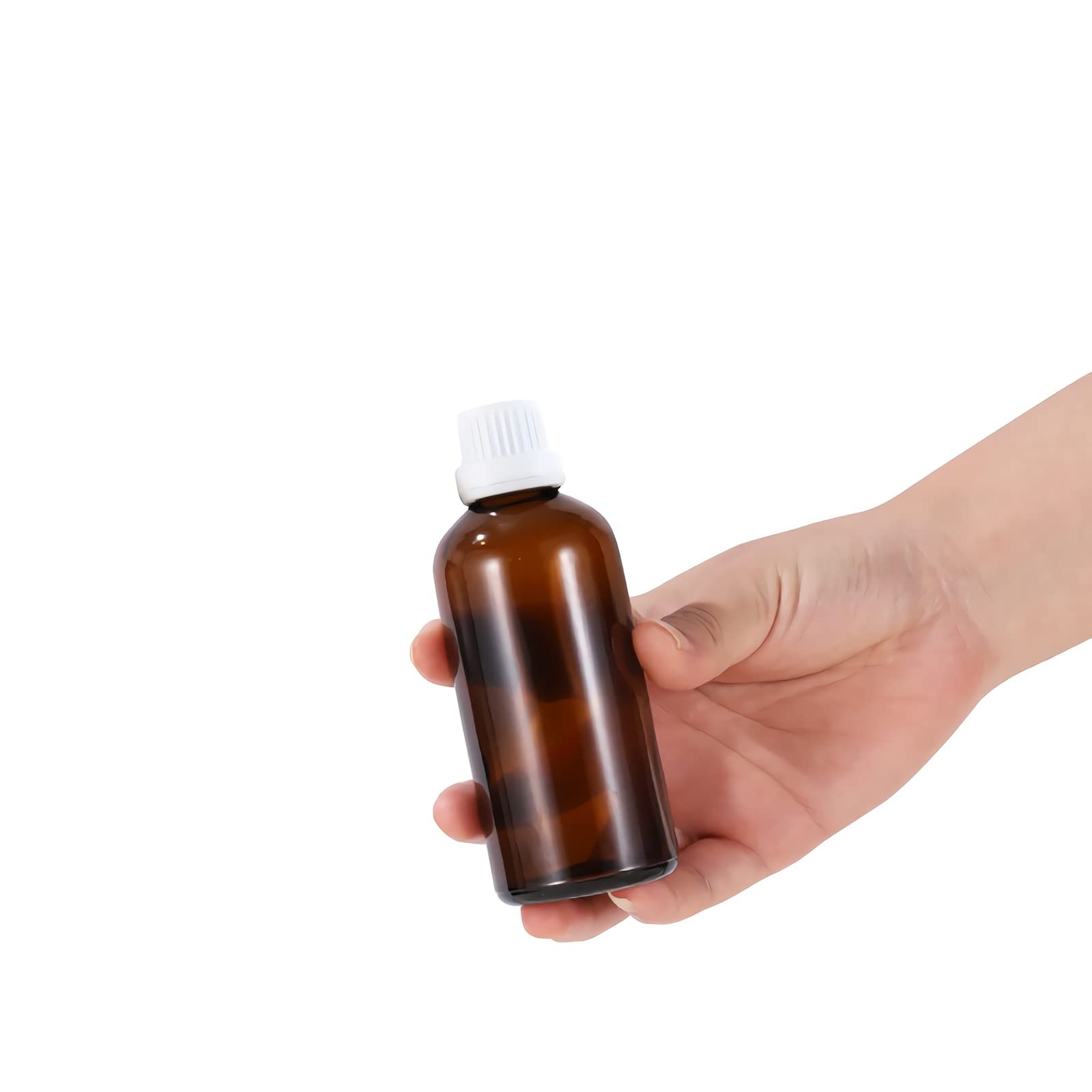 24 Pezzi Bottiglietta di Vetro per Oli Essenziali da 10 ml Ambra Marrone Bottiglia con Tappo di Sicurezza Bianco con Contagocce Interno a Caduta, Contenitori di Aromaterapia