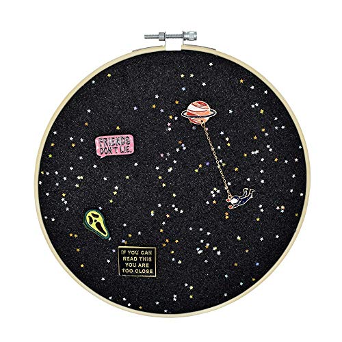 REOVE Wall Hanging Pin Collection Display Stand Enamel Pin Display Holder Display Board, Canvas Leather Embroidery Hoop for Display Pins Buttons Wall Decoration