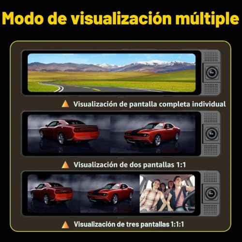 Espejo retrovisor con cámara antirrobo 4K para proteger tu coche en ciudad 4