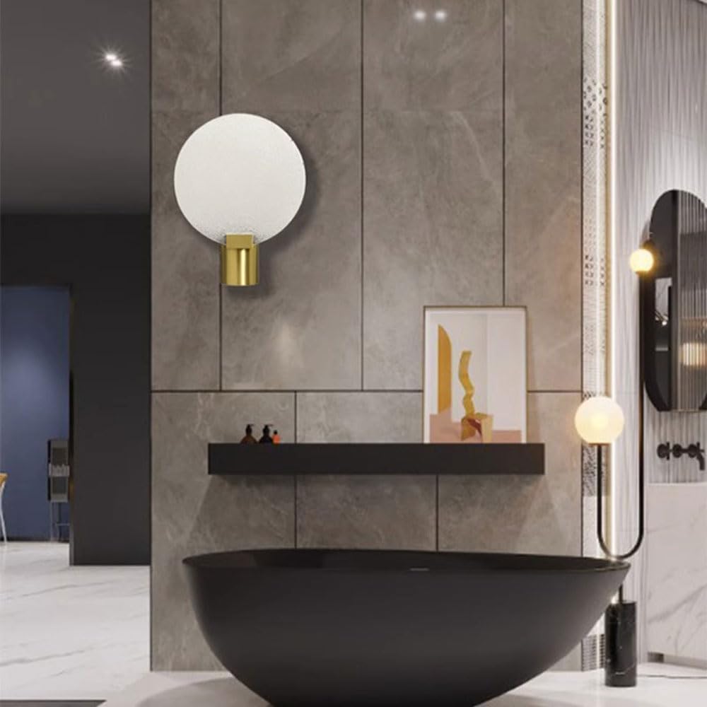 Gold Wall Sconce Modern Bedside Milk Glass Wall Sconce Lighting for Bathroom Wall Mount Light Vanity Light for Hotel Decor Living Room Wall Light Fixture for Hallway Entrance Porch