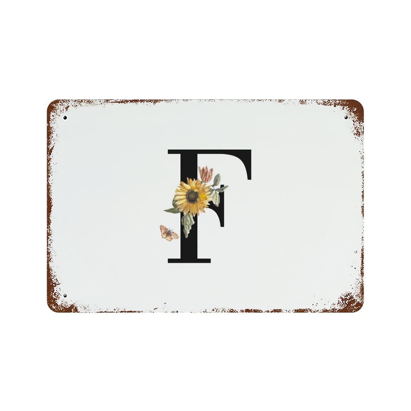 Lettre de l'alphabet rétro F tournesol pour déco maison et bar