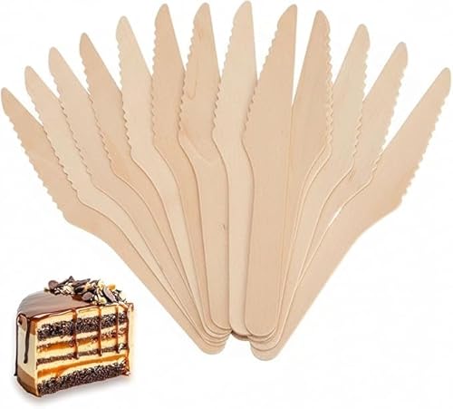 MA NASIR Wooden Knives Lightweight Dining Knife Cake Wooden Knives Suitable for Parties Events Christmas New Year Celebration Birthday Parties Weddings Picnics Home Kitchen Accessories 16cm(100pcs)