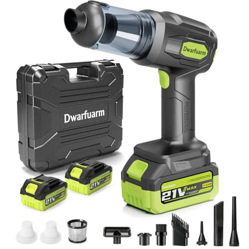 Dwarfuarm Aspirateur à Main, 20000Pa 6 in 1 Aspirateur Voiture Puissant sans Fil, Moteur sans Balais, 2 Batteries Amovibles, Mini Aspirateur de Voiture pour...