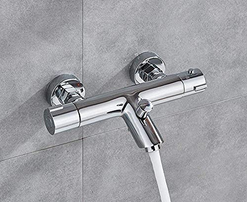 Robinet de douche thermostatique anti-brûlure avec mitigeur de baignoire chromé