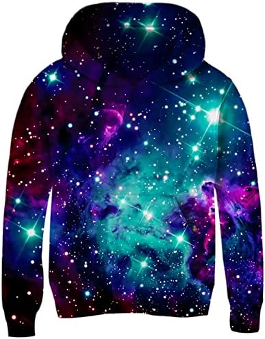uideazone Hoodies for Boys 3D Printed Galaxy Pullover Sweatshirts With Big Pocket Novelty Navy Blue Graphic Hoodie Girls Cute Planet Sports Jacket Coat Winter Hoody Clothes