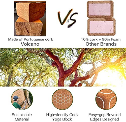 Volcano Cork Yoga Block Cork Yoga Blocks 2 Pack Set -Natural Cork From Portugal thumb #4