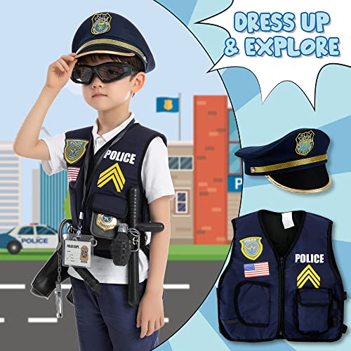 image for JOYIN 14 Pcs Police Pretend Play Toys Hat and Uniform Outfit for Hallo