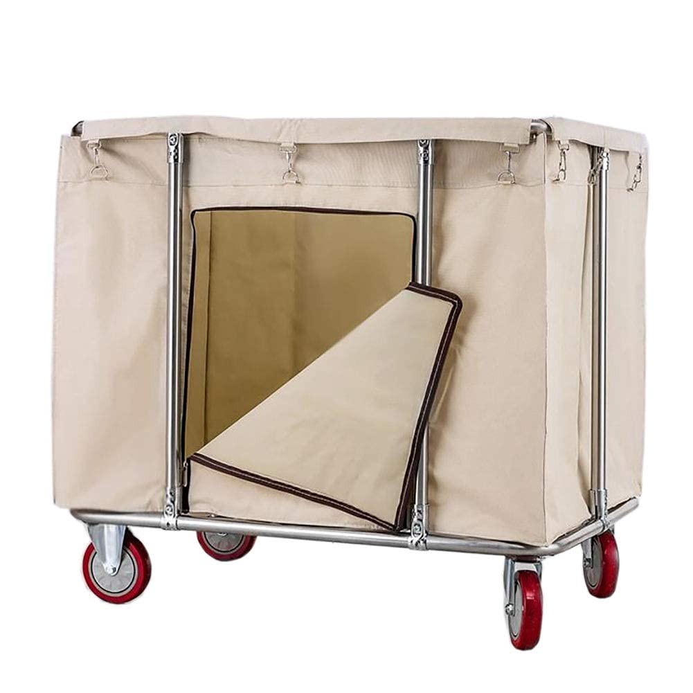 LIDDFAFA Service CarCart Collecting Vehicles Recycling Vehicles Serving Cart Trolley with Zipper Pocket Commercial Heavy Duty Laundry Sorter Cart House keeping Service