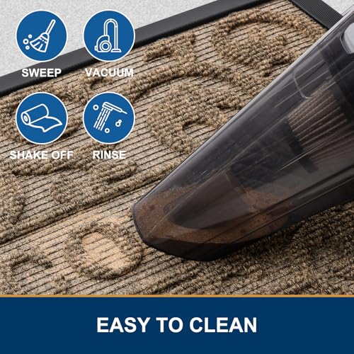 Image of Smiry Welcome Door Mat Outside Entrance, Heavy Duty Trap Dirt and Moisture Easy Clean Low Profile Patio Porch Indoor Outdoor Front Doormat for Entry, 35x23 Inch, Brown