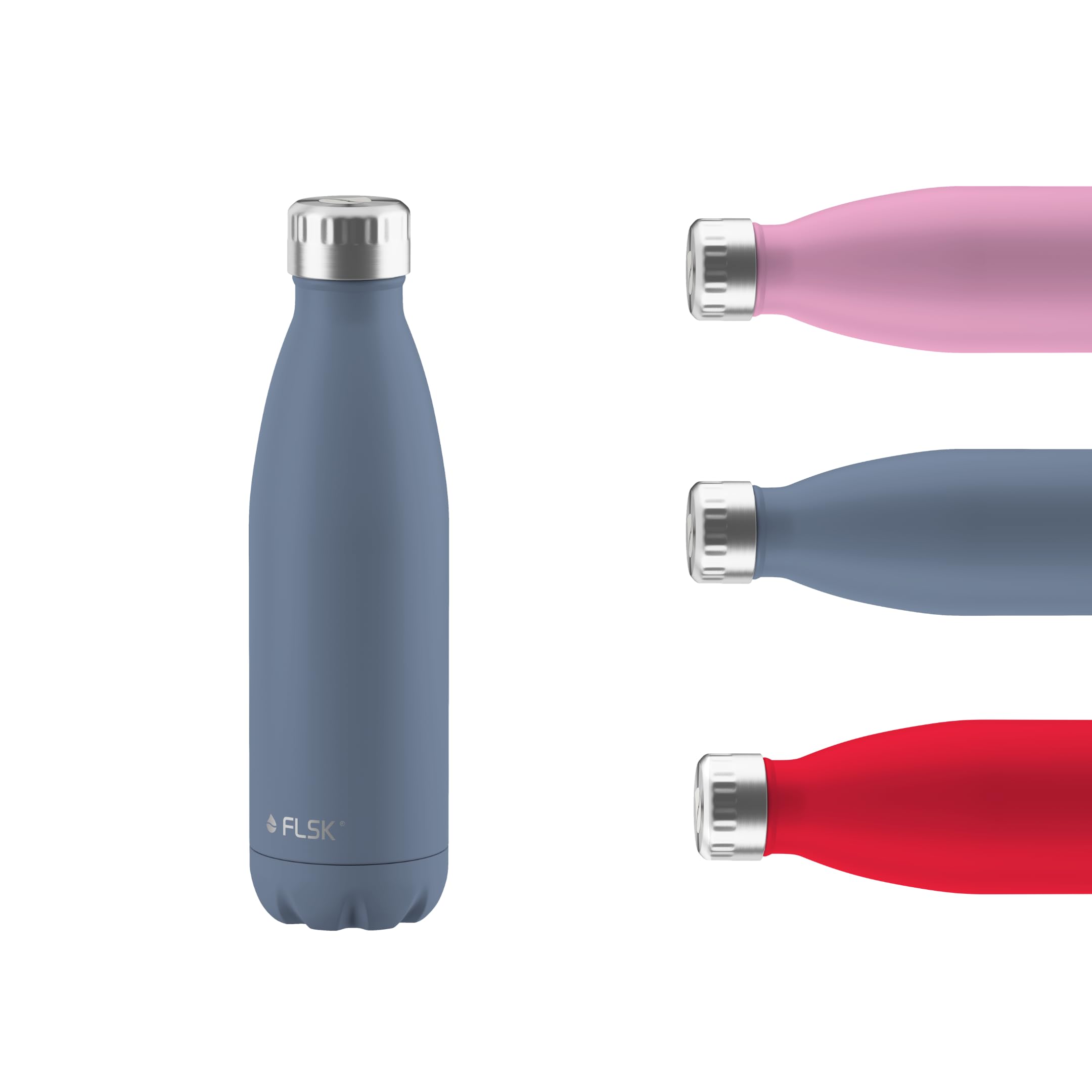 FLSK Trinkflasche – Premium Edelstahl Thermosflasche – 100 % auslaufsicher & kohlensäuregeeignet – hält 24 h kalt & 18 h heiß – BPA-frei (denim, 750 ml)