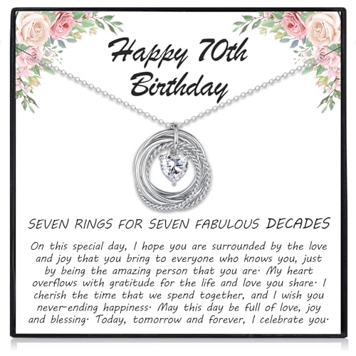 EPIRORA 70th Birthday Gifts for Women, Dainty 7 Circles Heart