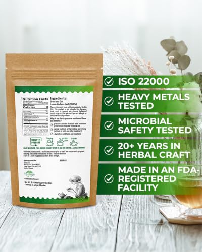Image of 50 Bags Lemon Verbena Tea Dried Cut Leaves Herb Cedron (Aloysia Citrodora) - 50 Count 1.5g Lemon Beebrush Loose Leaf Herbal Tea Bags Te De Verbena De Limon