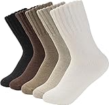 BomKinta Boot Socks for Women Winter Solid Thick Socks Soft Warm Socks 5 Pairs Brown Dark Khaki Light Khaki Cream Black