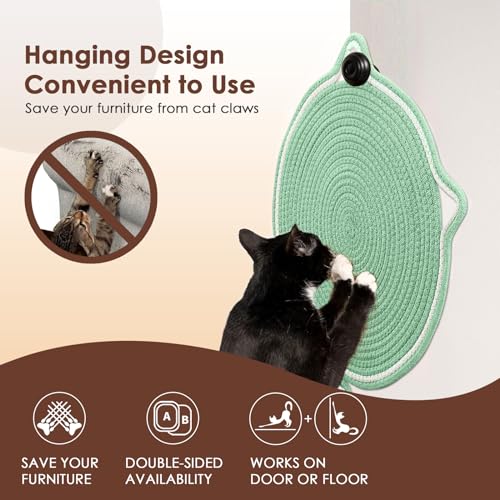 Tapete arranhador para gatos, corda de algodão natural, almofada para arranhar gatos, 39 cm redondo
