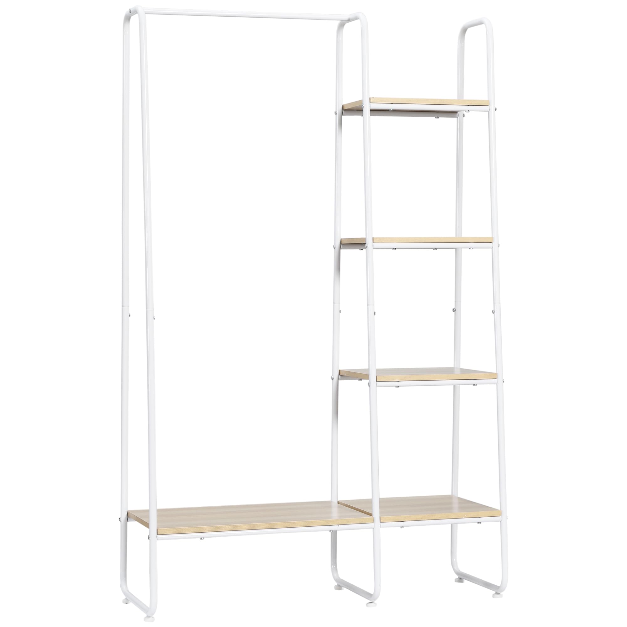 HOMCOM Perchero de Ropa de Madera con 5 Estantes 101x39x160 cm Natural