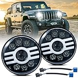 LLPTA Set of 2 7" Inch Round Universal H6024/H6017/6015/6014/6012 Conversion Kit LED Halo Projector