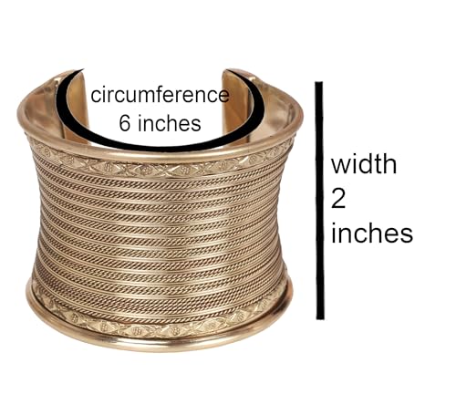 Image of Touchstone Indian Bollywood Desire Brass Base Exotic Workmanship Free Size Cuff Bracelet in Antique Gold Or White Or Copper Tone for Women.